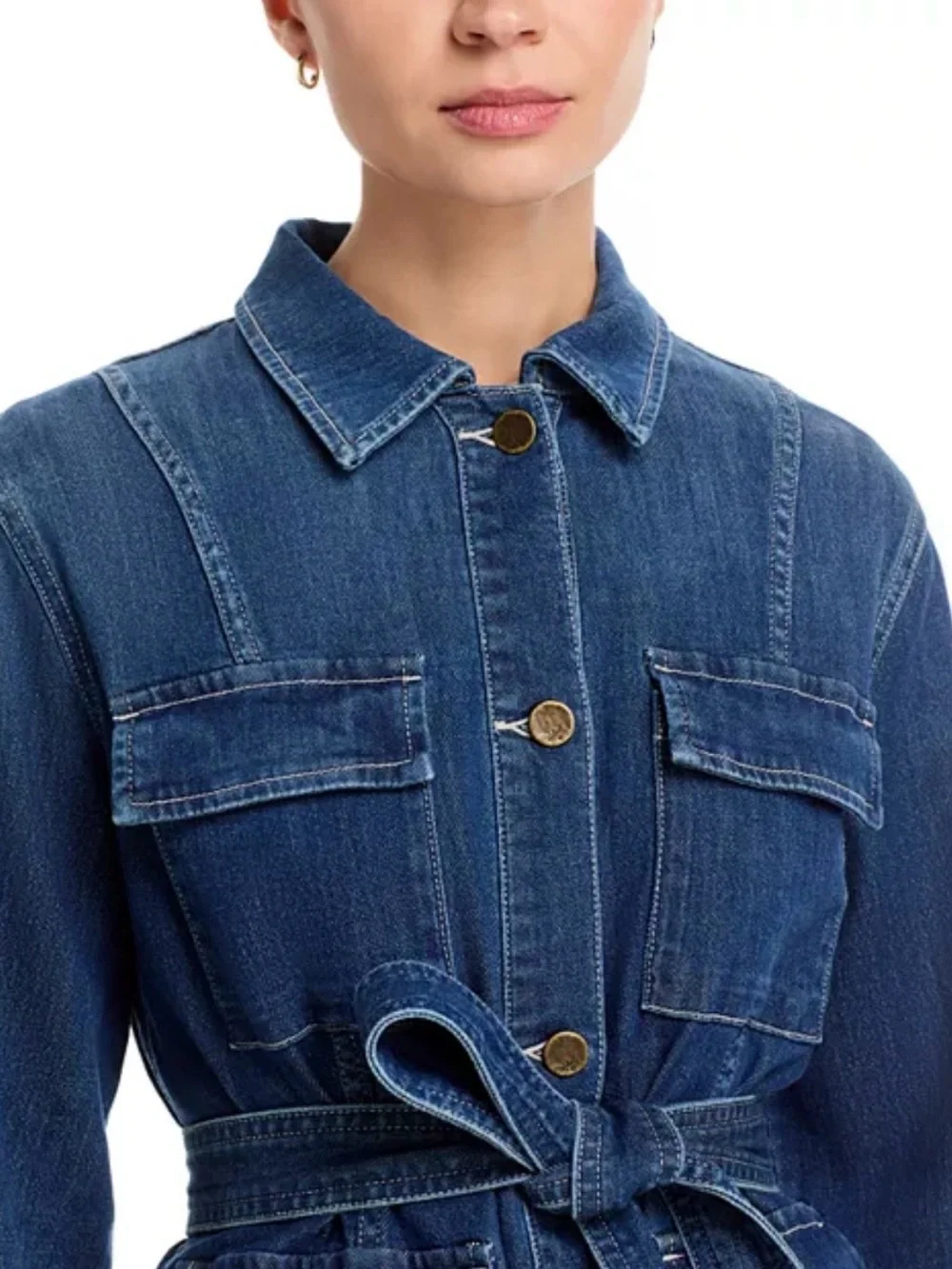 NWT Kobi Halperin Blue Becca Tie-Waist Denim Utility Jacket
